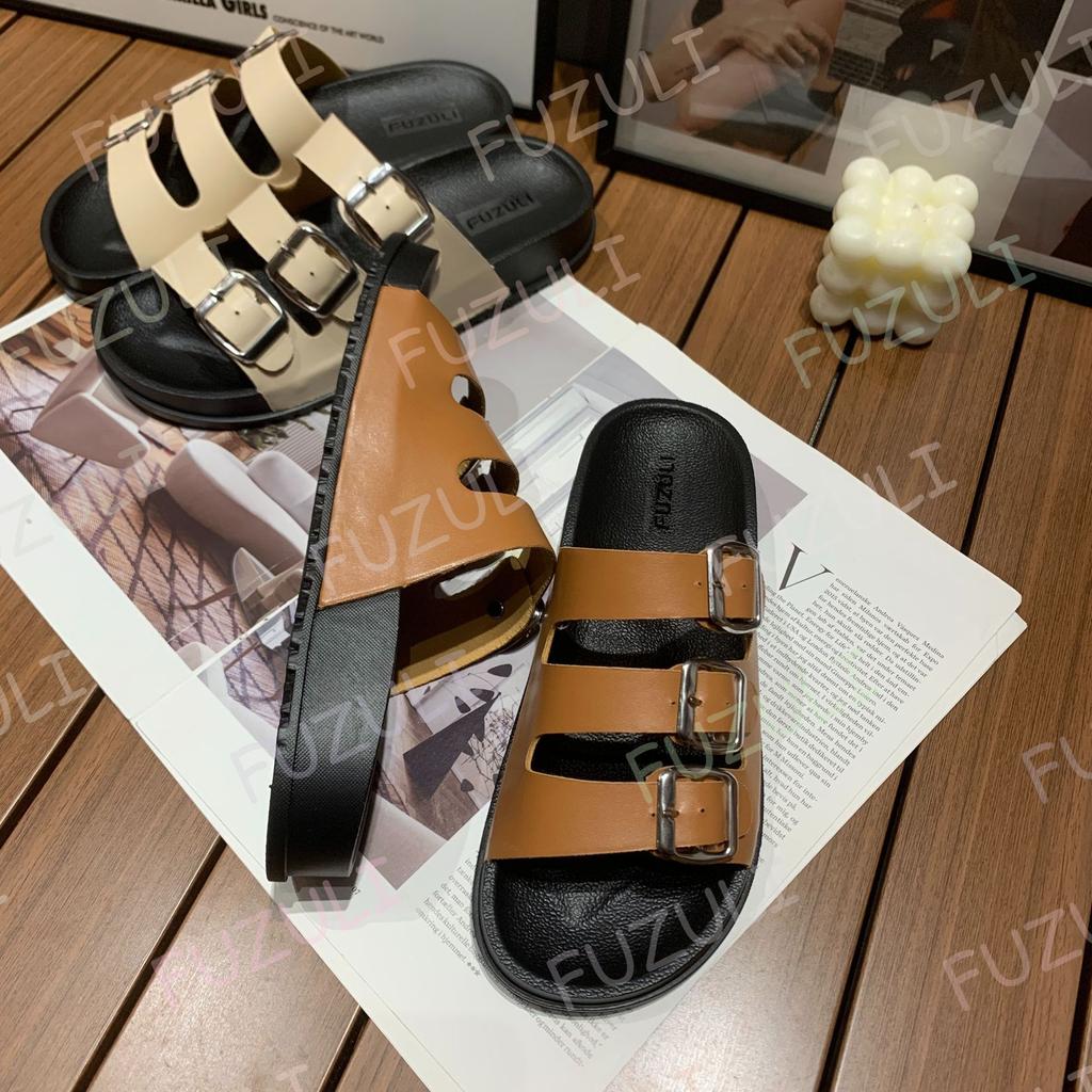 New thick-soled slippers women's summer fashion outside cool slippers three-breasted Internet celebrity sweet wind beach sandals