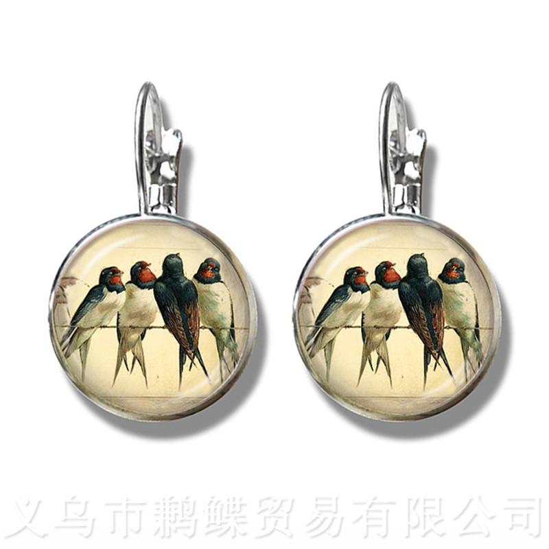 

Handmade Accessories Green Hummingbird Earrings Birds Art Picture 16mm Glass Cabochon Dome Bioshock Infinite Bird Jewelry