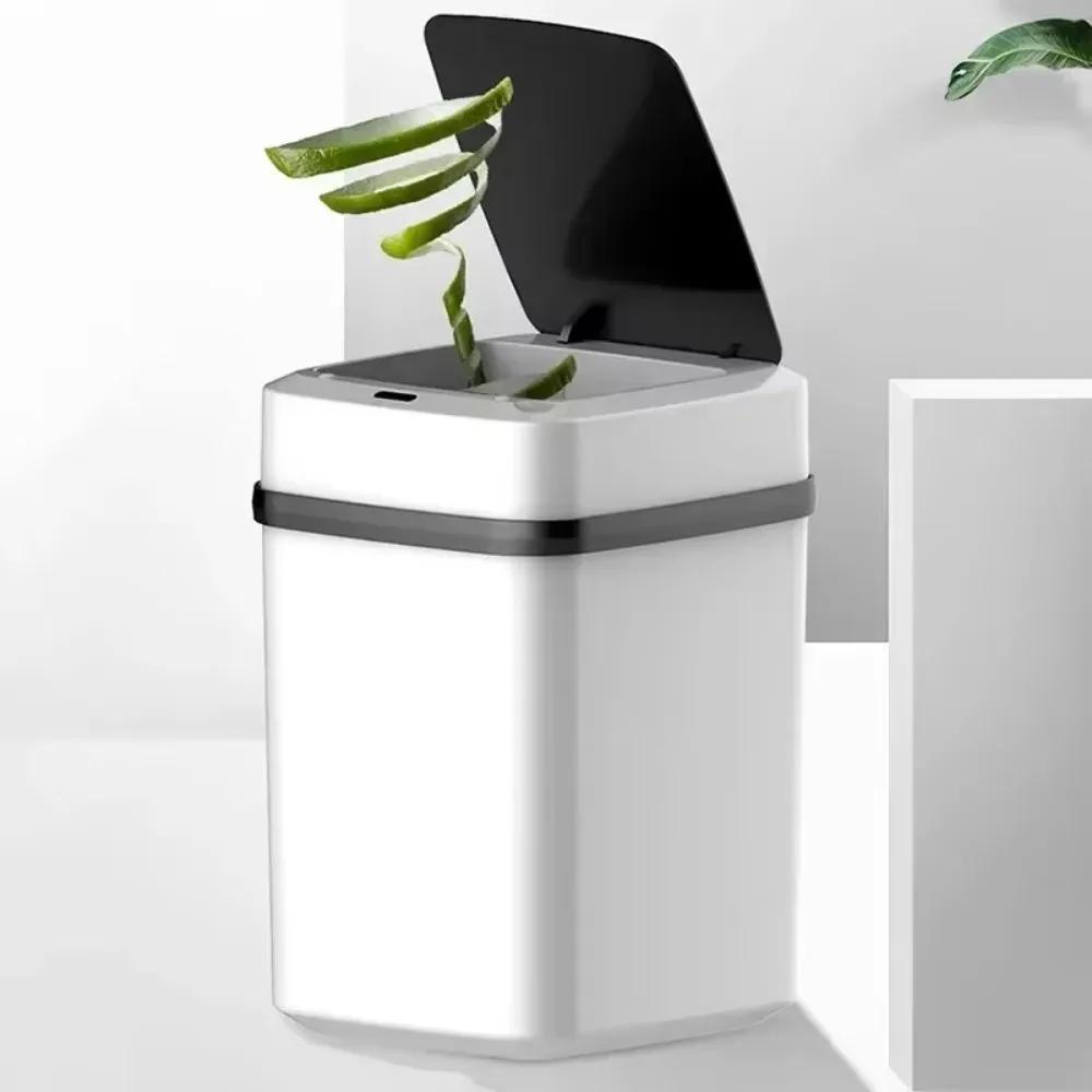 13L Household Kitchen Living Room Bathroom Intelligent Sensor Touchless Open Lid Trash Can