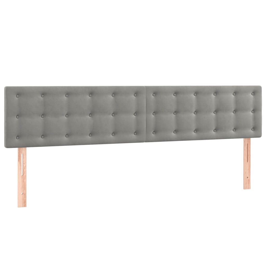 Box Spring Bed with Mattress & LED Light Grey 160 x 200 cm Velvet