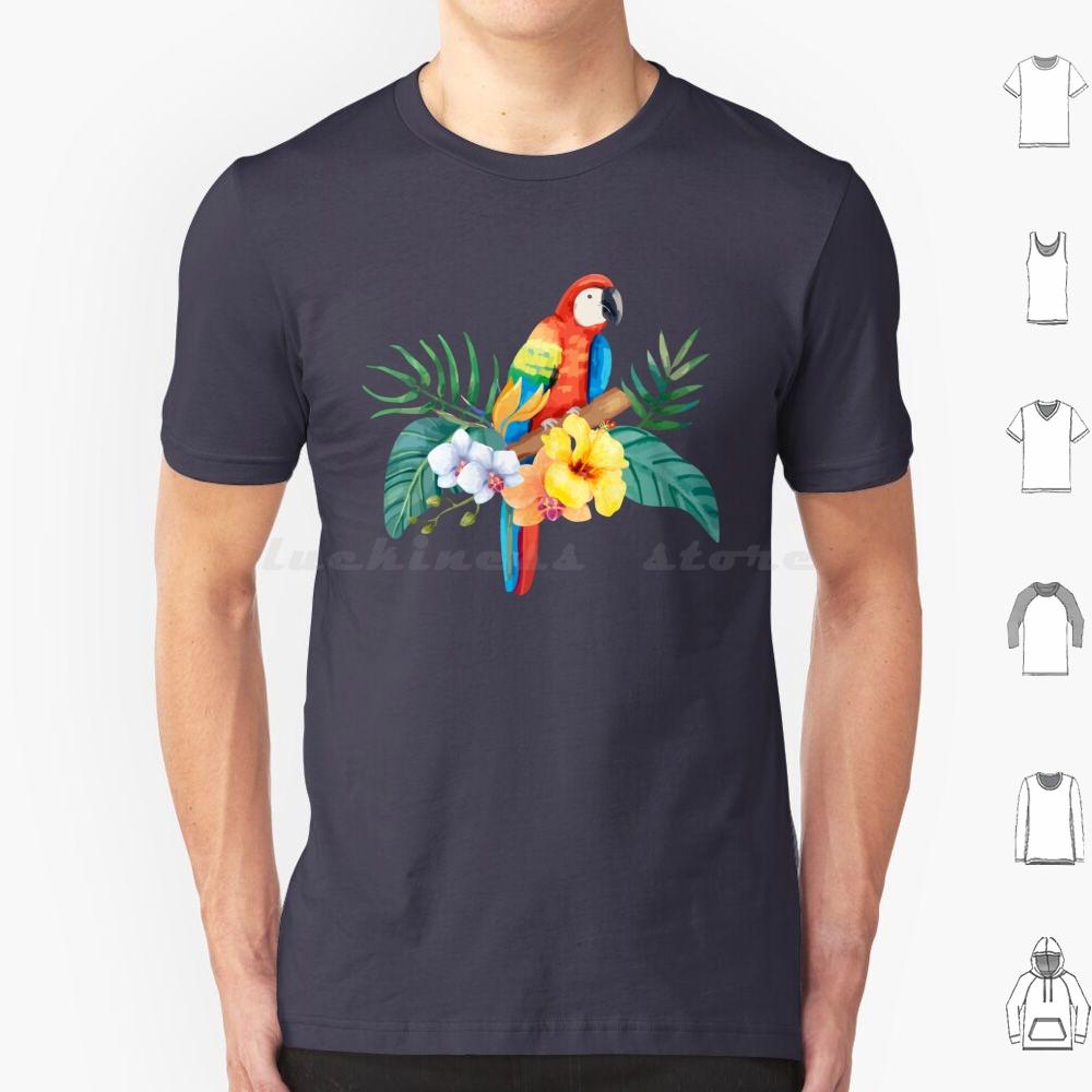 Tropical Parrot T Shirt Cotton Men Women DIY Print Parrothead Buffett Shark Tropical Volcano Parrot Margaritaville Beach