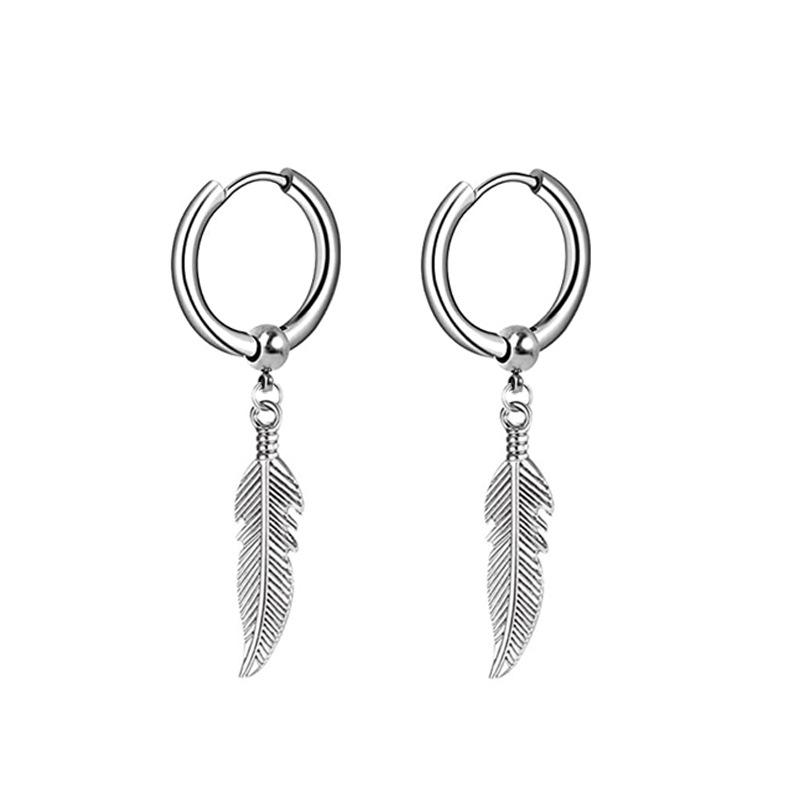Black Series Titanium Steel Punk Style Earrings - Unisex, Korean Fashion, Unique Design