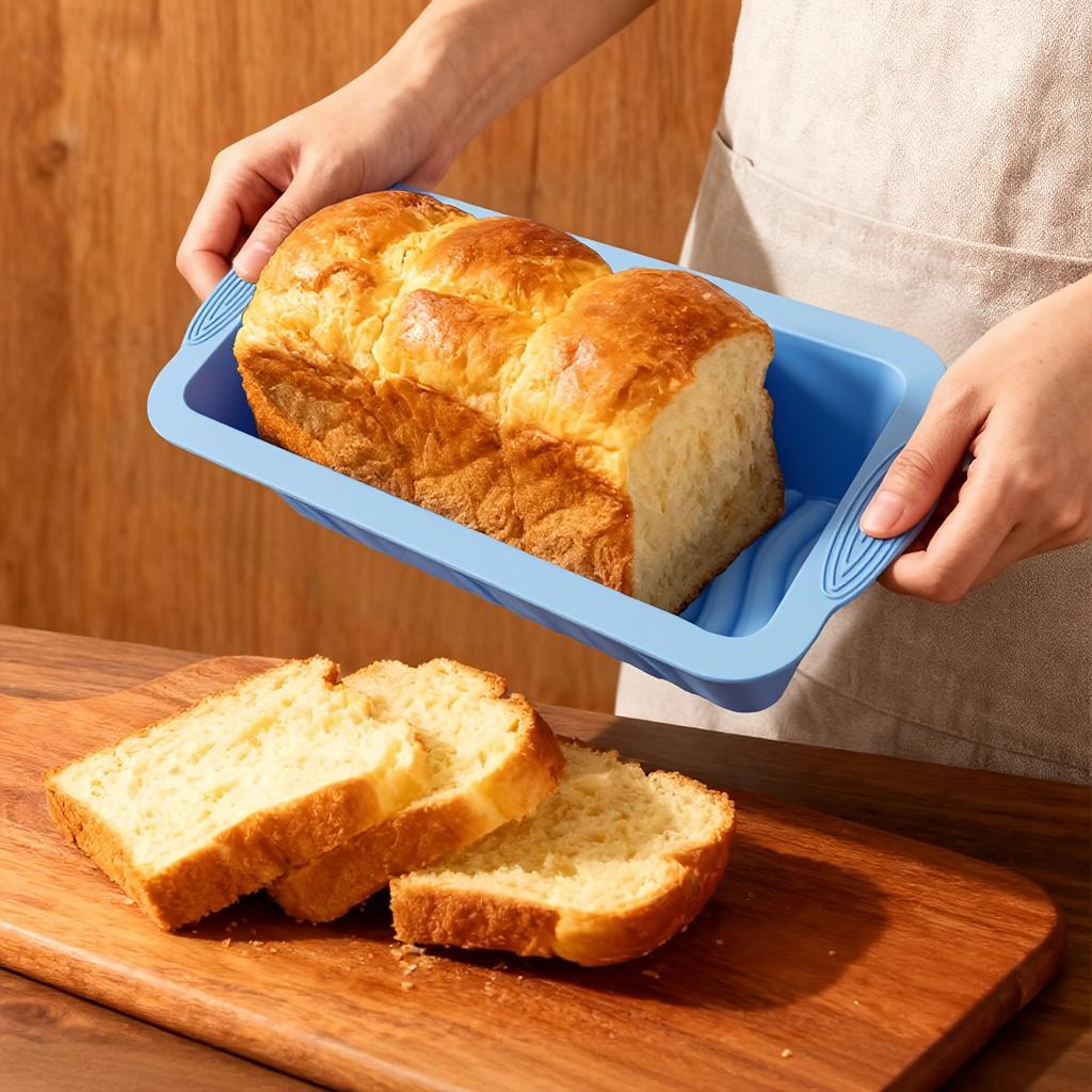 Rectangular Mold Non-Stick Silicone Loaf Pan Easy Release, Heat Resistant Anti-Slip Handles Baking Bread, Cakes Mold