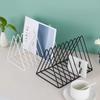 Book Storage Rack Desktop Iron Bookshelf Vinyl Records Holder Newspaper Magazines Stand Stationary Organizer Display Shelf Home
