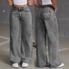 Straight Loose Pants Spring Women's Bow Embroidered Jeans High Waist Straight Loose Trousers