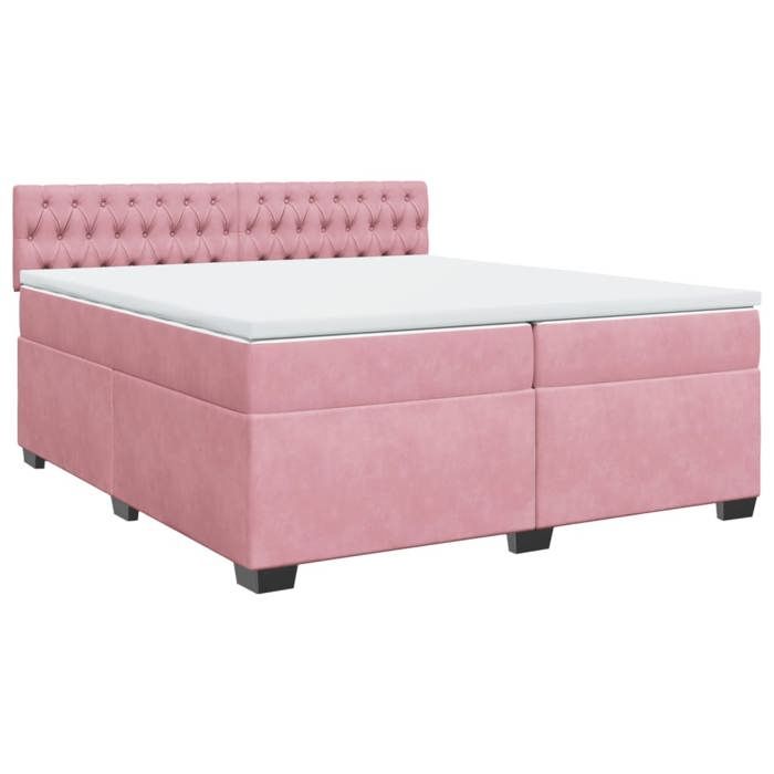 Cadre de lit avec matelas - Maison Exclusive - 200x200 cm - Velours rose - Tête de lit réglable