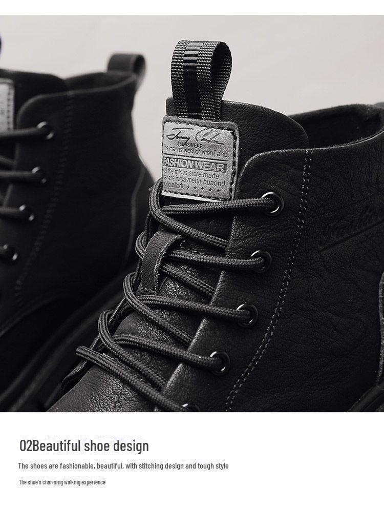 Pánské boty Martin 2024: Kožené pracovní boty ve stylu mid-top British pro zimu