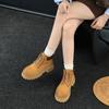 European leather thick-soled heightening rhubarb boots Martin boots women's autumn new British style short boots locomotive boots