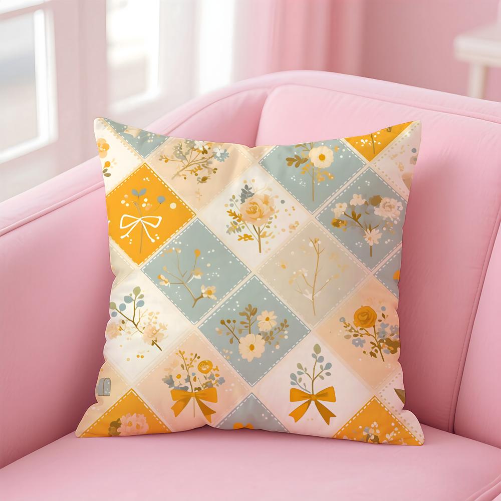 Colorful checkered pattern Cushion Cover Pillow Case Soft Skin Friendly Fabric Comfort Concealed Zipper