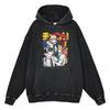 Heavyweight 440g Washed Vintage Denim-Style Anime Hoodie Men Streetwear Casual Sweatshirt