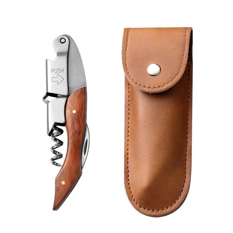 Stainless Steel Corkscrew Wine Key Beer Bottle Opener Foil Cutter Wood Handle Openers Waiters Wine Knife Corkscrews Sommelier