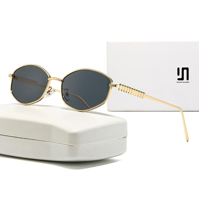 Metal Womens Retro Geometric Sunglasses With Uv400 Protection For Outdoor Fashion Accessories
