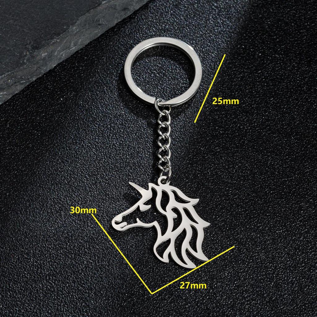 Stainless Steel Unicorn and Small Animal Cutout Keychain Pendant