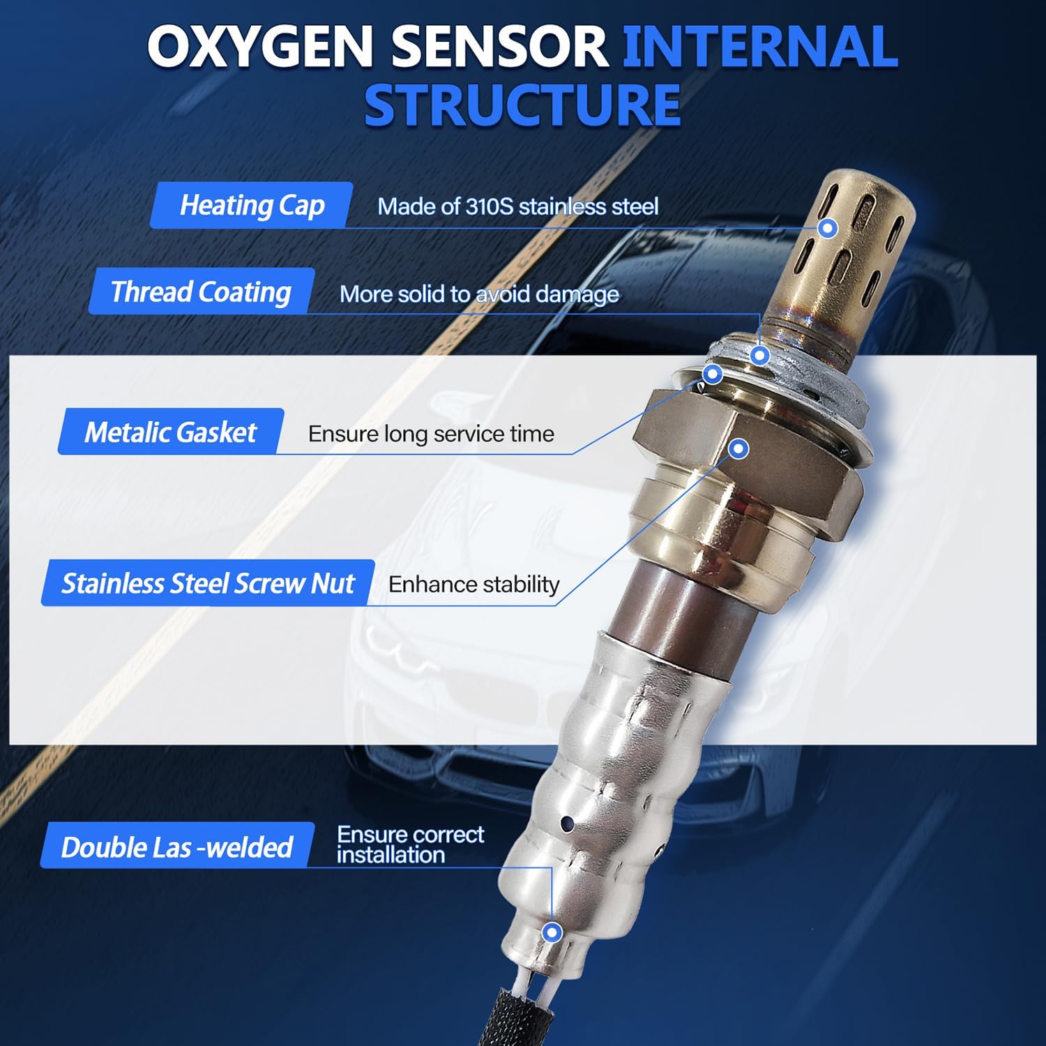 Maxfavor 234-4904 Oxygen Sensor O2 Sensor Downstream Replacement for 2013 2014 2015 Nissan Sentra L4 1.8L Air Fuel Ratio 02 Sensor Replacement 24472