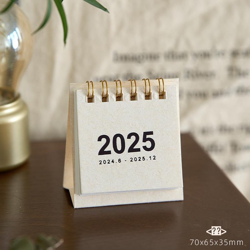 2025 Mini MUJI-Style Retro Desk Calendar | Punch Card & Lunar Features | Desktop Decoration & Ornaments