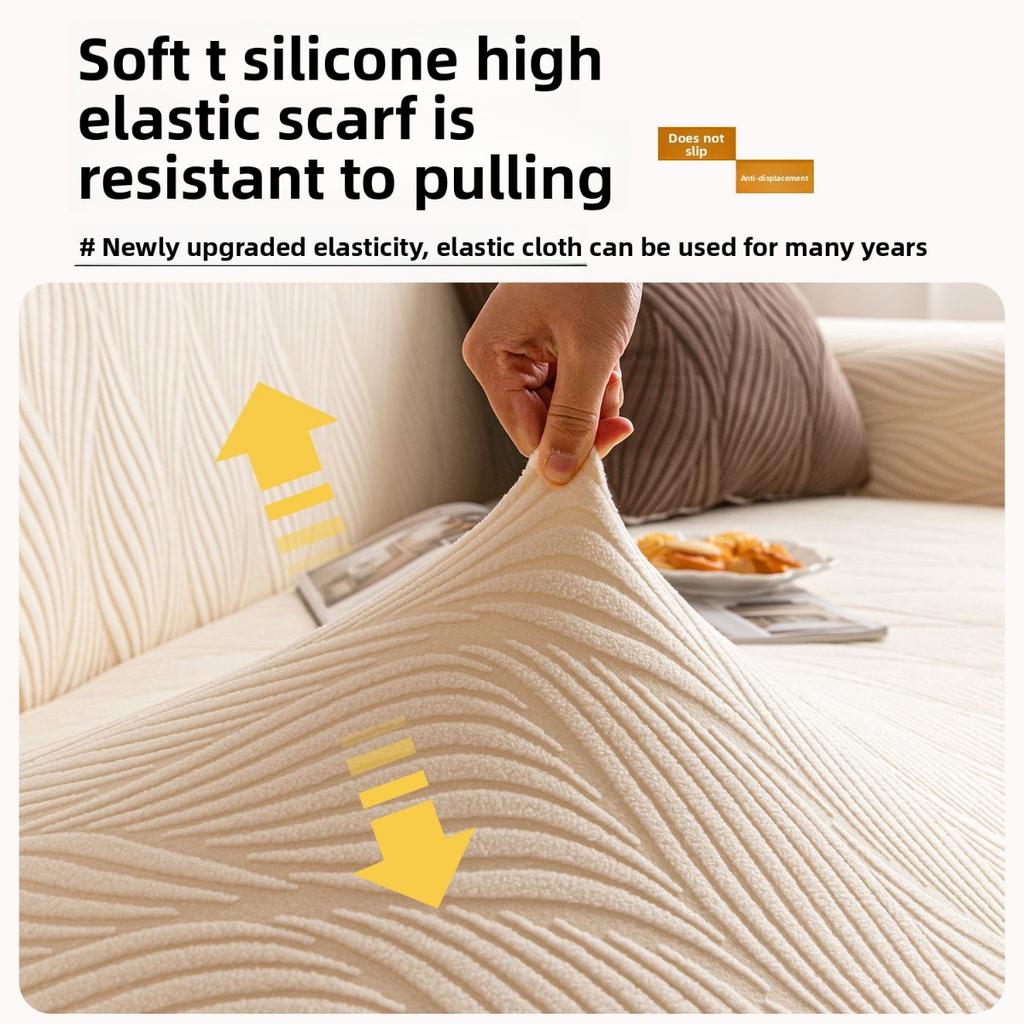 Jacquard Velvet Gestreept Bankovertrek, Elastische Stretch Beschermhoes, Decoratie in Woonkamers, Slaapkamers en Kantoren - Duurzaam en Antislip