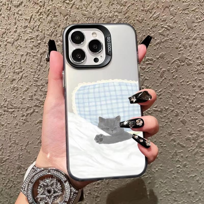 

Cartoon Cute Sleep Dog Cat Couple Phone Case For Samsung Galaxy S26 S25 Ultra S24 S23 FE S22 S21 Plus A56 A55 Hard Matte Cover Galaxy A15