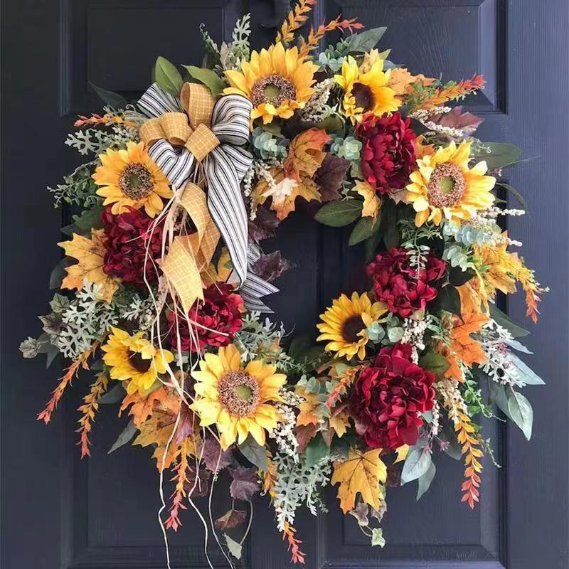 Patriotic Independence Day Wooden Door Wreath for Outdoor Home Decoration