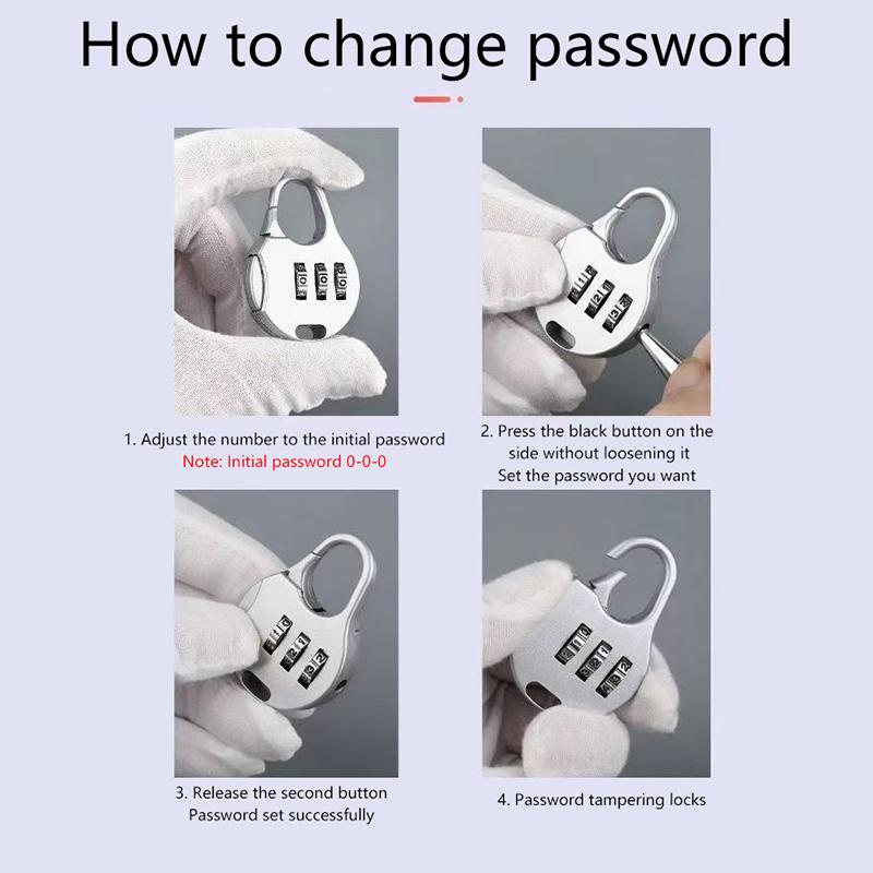 Color Mini Password Padlock Trolley Case Password Lock Student Dormitory Cabinet Password Lock Backpack Zipper Lock