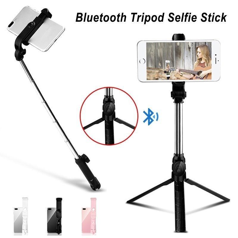 Mini Wireless Bluetooth Selfie Stick Monopod Extendable Tripod Selfie Stick & Double Phone Holder