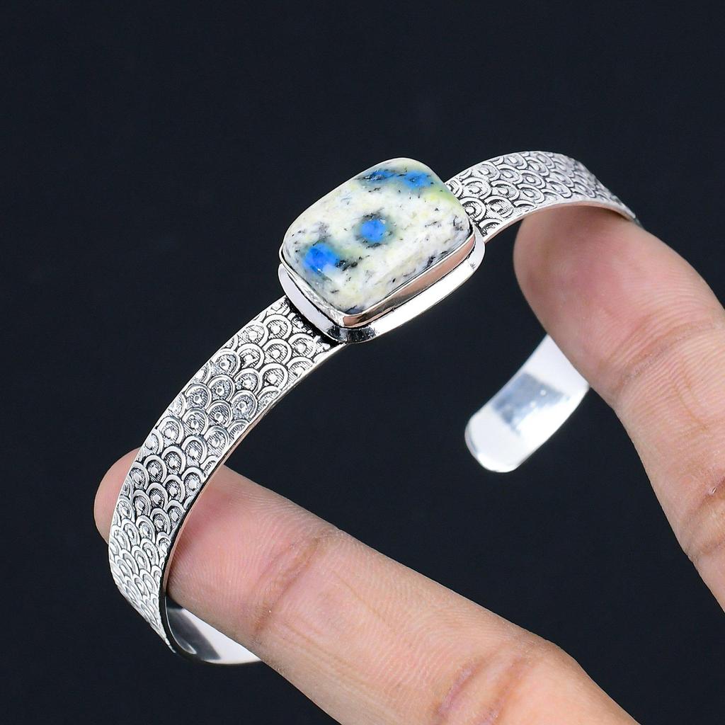 Womens day Sale Sterling Silver K2 Jasper Gemstone Unique Daughter Ethnic Bangle