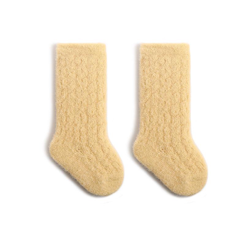 New Autumn Baby Socks Kids Girls Fleece Padded In Tube Socks Toddler Solid Color Thicken Winter Floor Socks