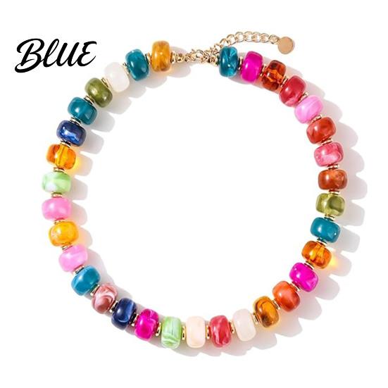 Short Collarbone Necklace Colorful Chunky Beaded for Women Resin Beads