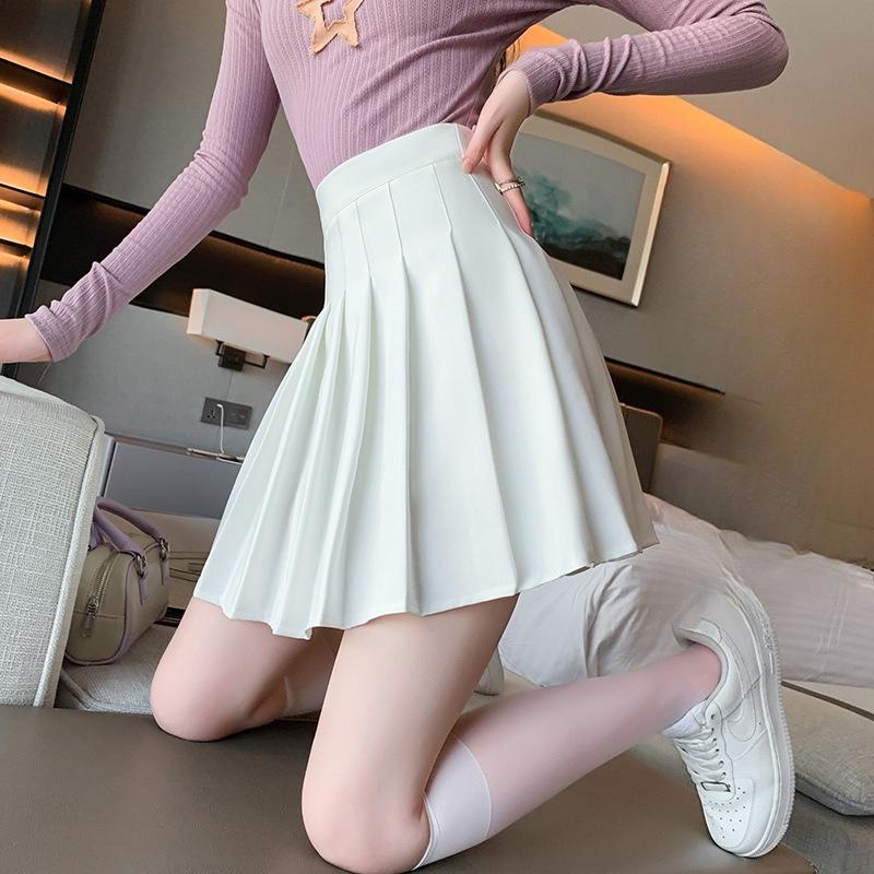 Petite Women's Summer Black Pleated A-Line Skirt High-Waisted Slimming Anti-Exposure JK Short Casual Design-forward Slimming All-match Versatile Skirt
