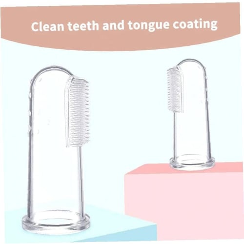PULABO Baby Training Toothbrush, Baby Finger Toothbrush with Silicone Gum Scouring Massager and White Box, Transparent Oral Care Tool, Long-Lasting