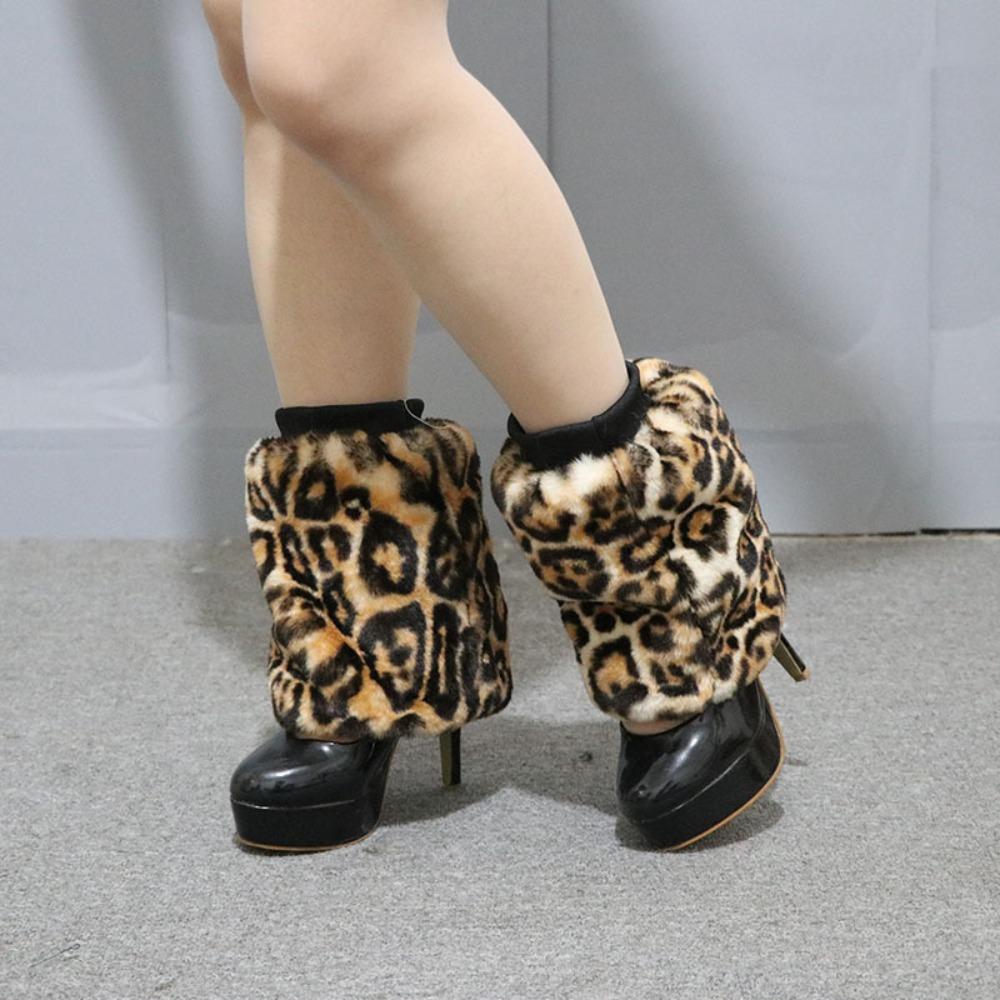 Thickened Leopard Leg Warmers Japanese Style Long Tube Stockings Furry Leggings Sleeve Spicy Girls
