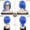 Synthetic Hair Short Straight Blue Bob Cosplay Wigs for Women Anime Cartoon Costume Wig with Glasses Set Halloween Party Use