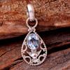 Blue Topaz Silver Pendant, Gemstone Pendant, 925 Sterling Silver Handmade Jewelry, Owl Pendant, Silver Jewelry