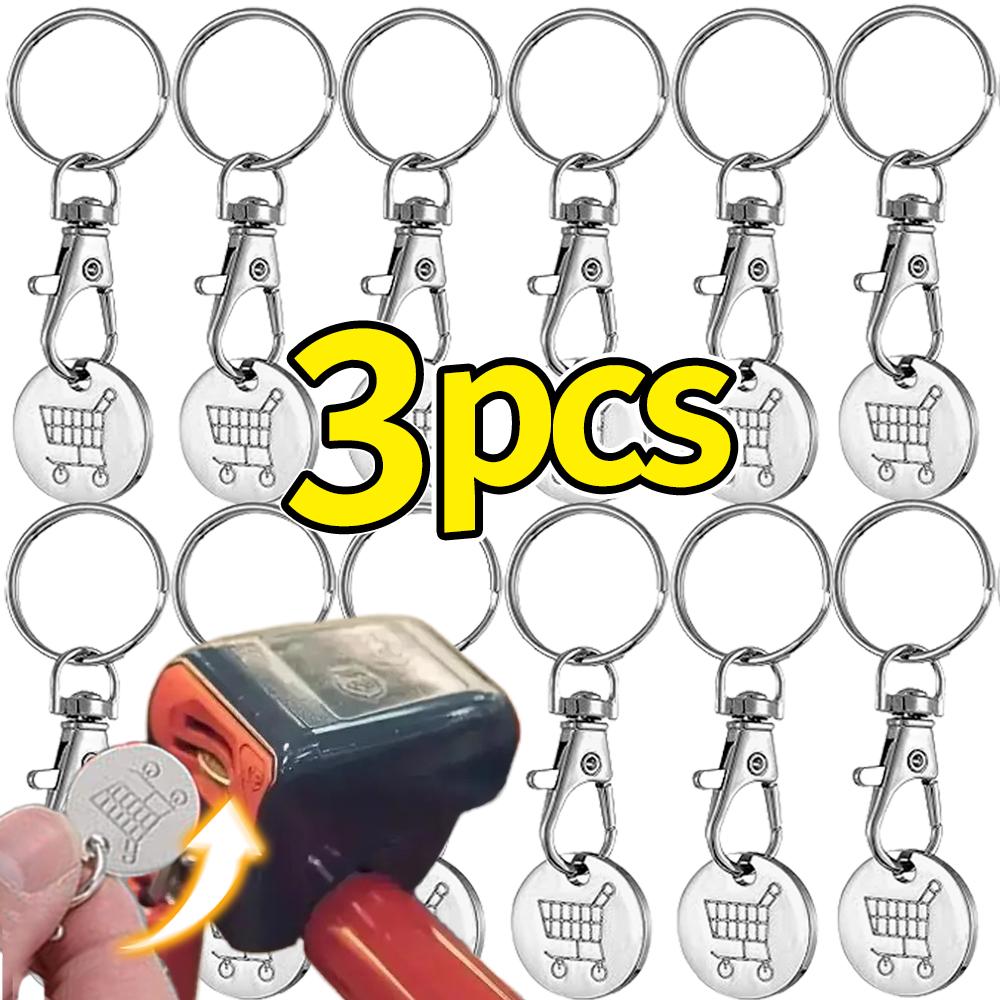 1/6 Stück Einkaufswagenchips Schlüsselanhänger Universell Klein Metall Edelstahl Tragbar Einkaufswagenchips Schlüsselring Schmuckstück Dekoration