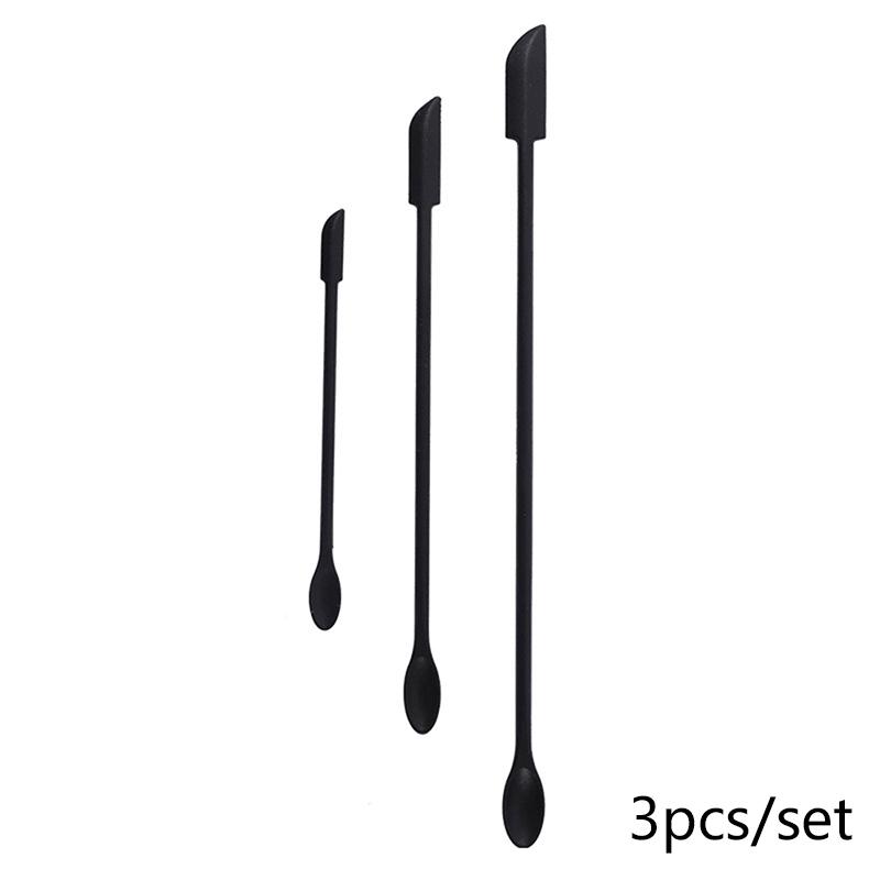 3Pcs Lengthened Silicone Scraper Double-Head Cosmetic Jam Deep Bottle Scraper Mini Spatula Set For Kitchen Storage Jar Use