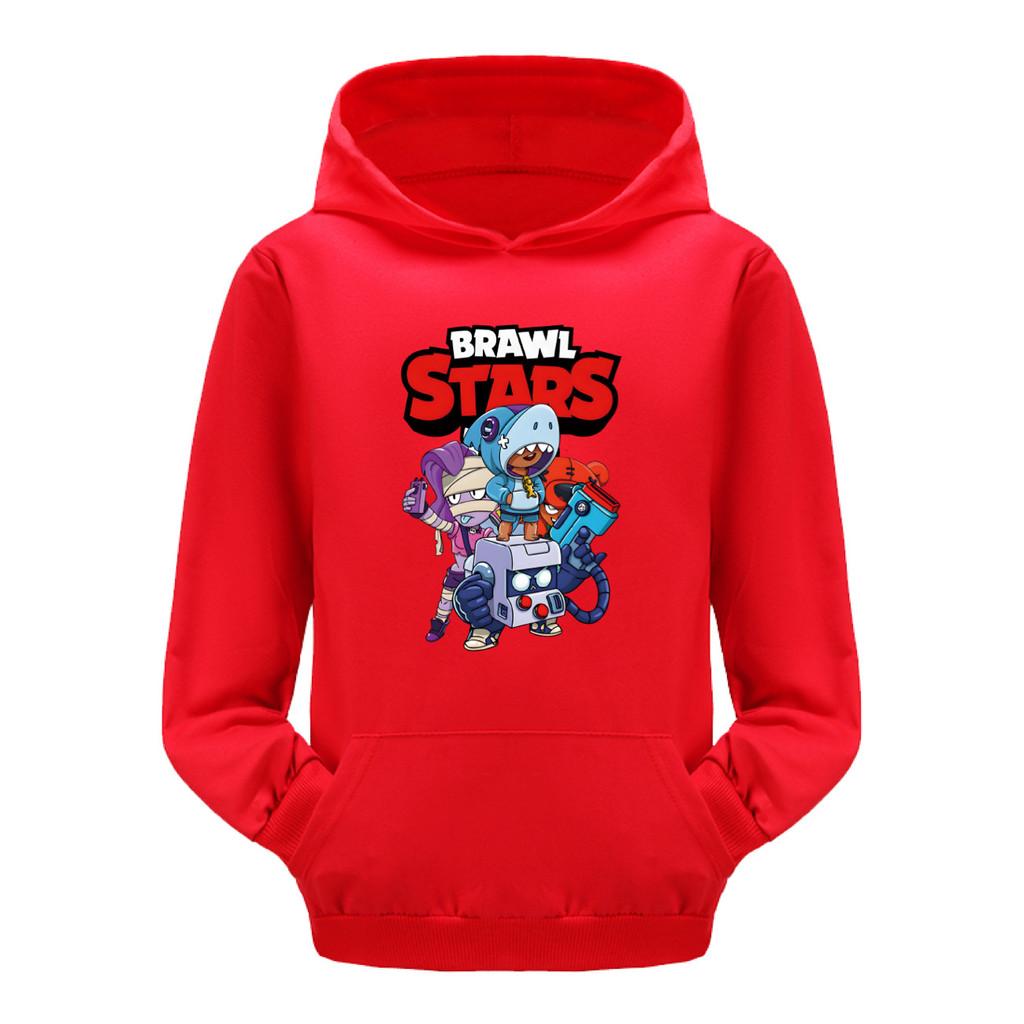 4093 Felpe con Cappuccio e Tasca Stampate Brawl Stars per Bambini e Bambine