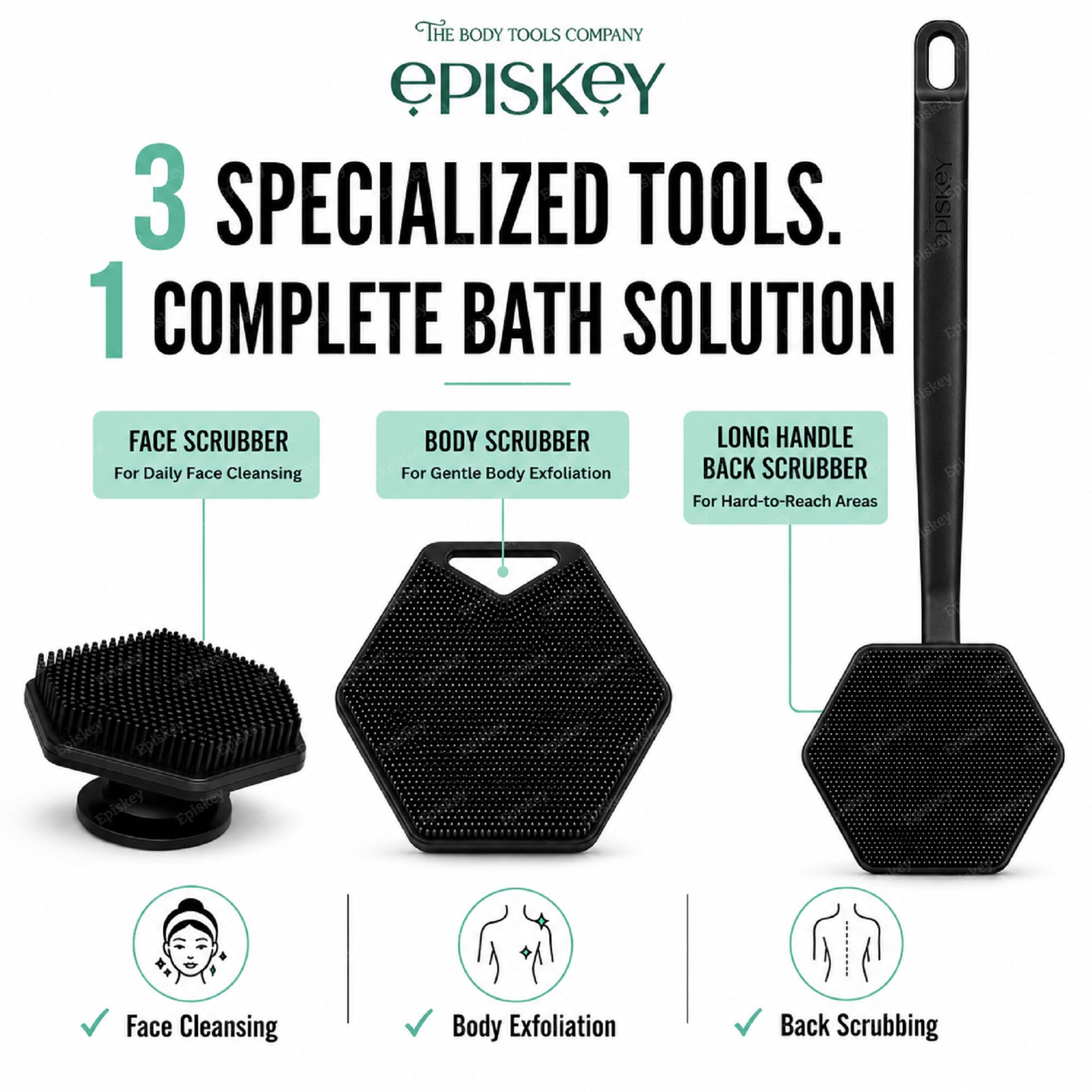 Episkey Ultimate Trio Bath Scrubber Combo