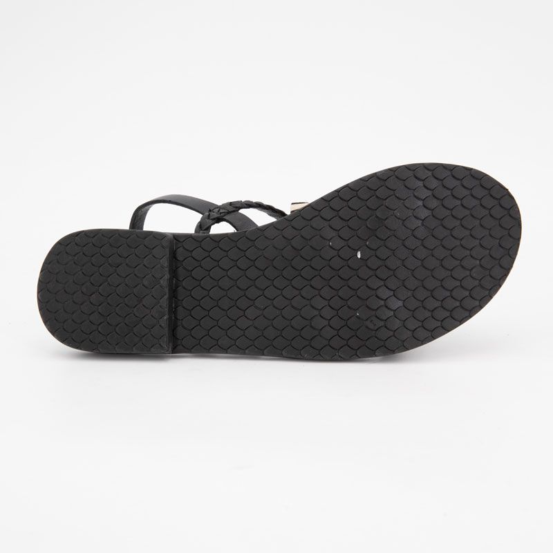 Sandale black geflochten Ormia mit Zebramuster Damen DEELUXE 74