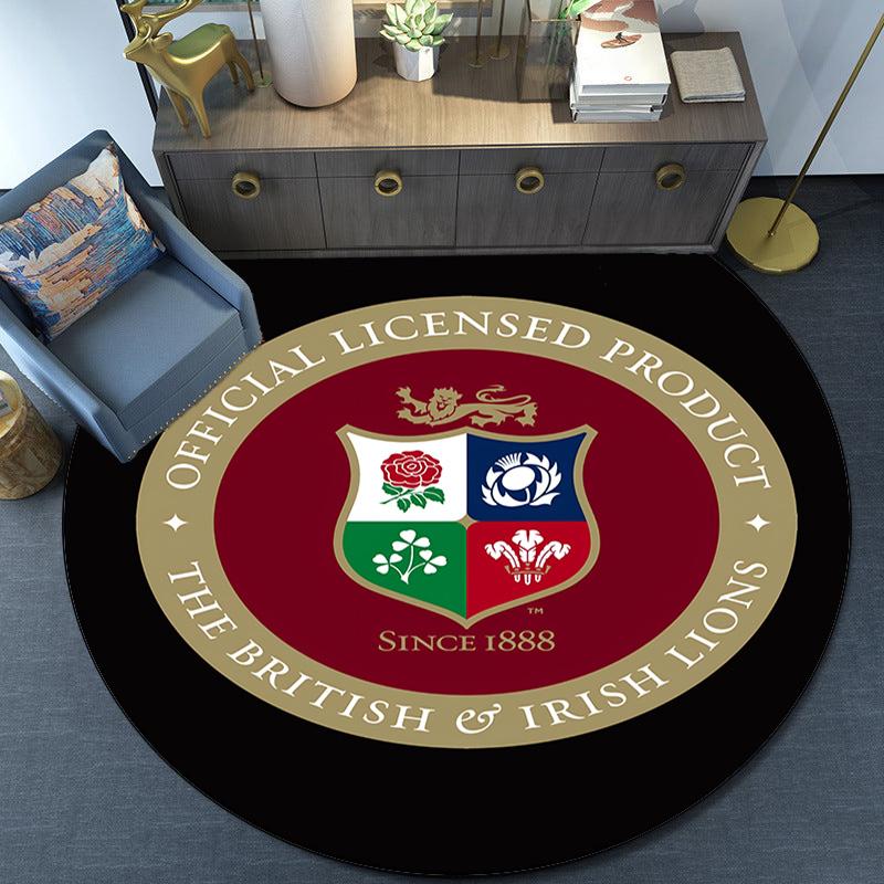 British & Irish Lions Round Rug for Livingroom,Bedroom, Palyroom, Chair Rug, Area Rug, Circle Carpet, Fan Christmas Gift