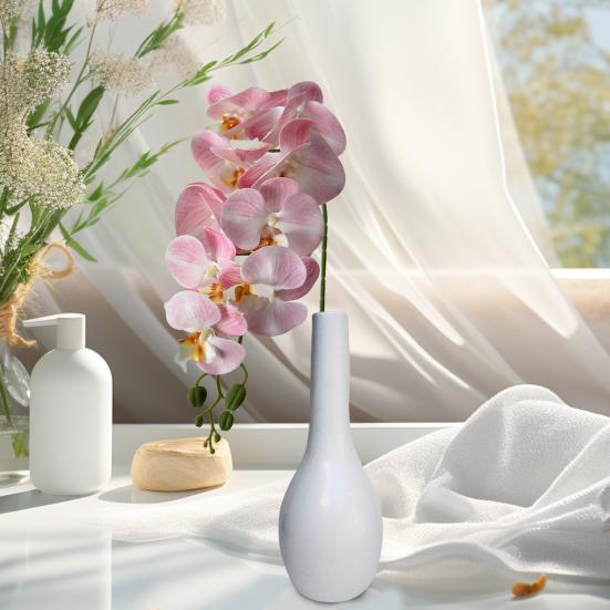 Orquídeas polilla artificiales de 9 cabezas, flores de seda falsas realistas, centro de mesa para bodas, fiestas, hogar, oficina, decoración de ramas florales de Phalaenopsis falsa