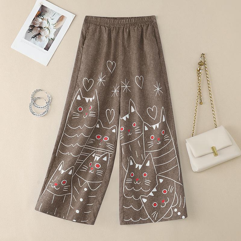 ZANZEA Women Casual Elastic Waist Loose Print Pants