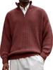 Men's Half Zip Knit Polo Sweater Stand Collar Long Sleeve Casual Pullover