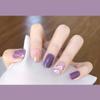24Pcs Handmade Short Round Coffin Press On Nails Ocean Star Moon Blue Gradient Fake Nails With Glue