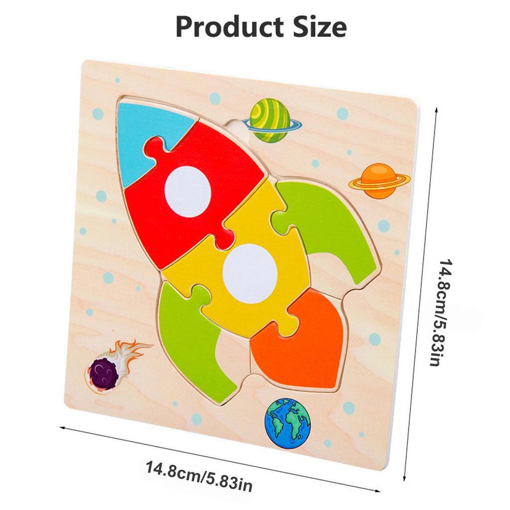 1pc Wooden Jigsaw Puzzle Children Montessori Games Cartoon Animal Vehicle Puzzles for Kids Learning Educational Toys