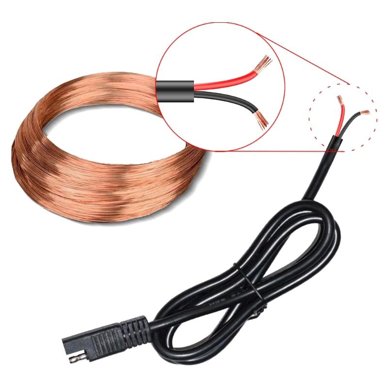 130cm Length SAE Connector Cable Single End To 2Pin Bare Wire Line Support 20A for Motorcycles Car and Solar Panel