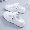 2025 new summer half-drag little white women's shoes wear lazy ins mesh bag head fashion thick-soled cool slippers