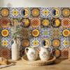 Waterproof PVC Tile Stickers for Kitchen Bathroom Waterprrof Wall Tiles Square with Flower Pattern Sun 100x100mm 36pcs/set