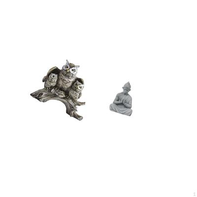 Owl Monkey Sculpture Figurine Tabletop Ornament for Living Room Office Cabinet Decor Buddha