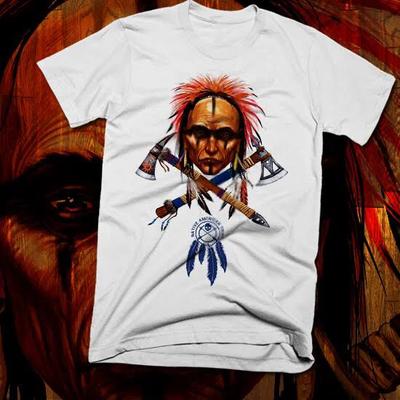Native American Indian T-Shirt Kriegerhäuptling Totenkopf, indigene Stämme, Paläo