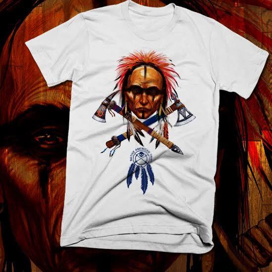 Native American Indian T-Shirt Warrior Chief Skull, indigenous tribes, paleo XL