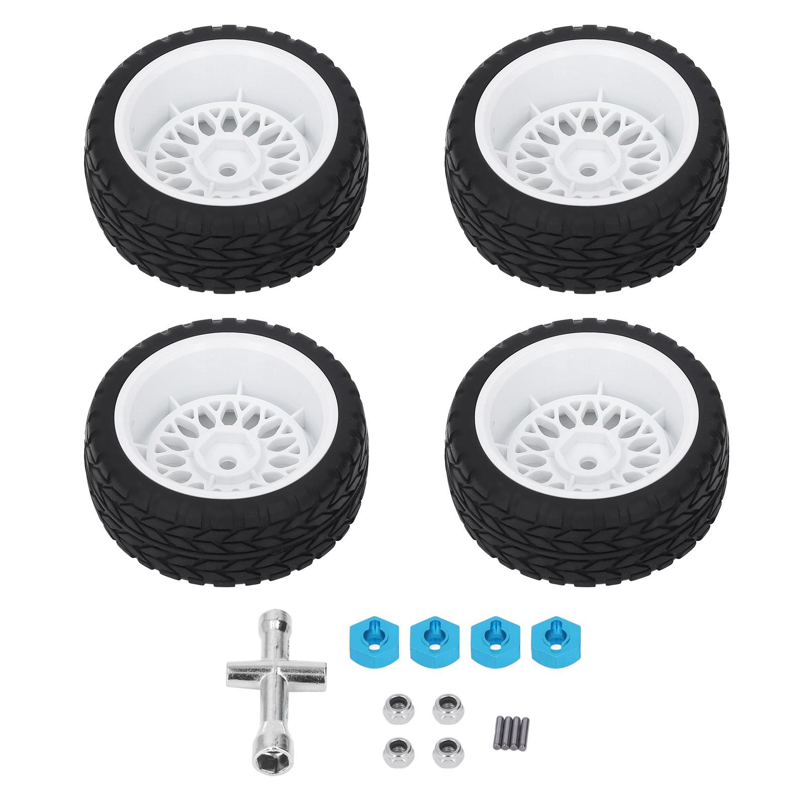 

4Pcs RC Wheel Tires Rubber Tires Plastic Wheel Rim Better Grip Stable 1 10 Rubber Wheels Tires for 1 10 RC Racing Car білий